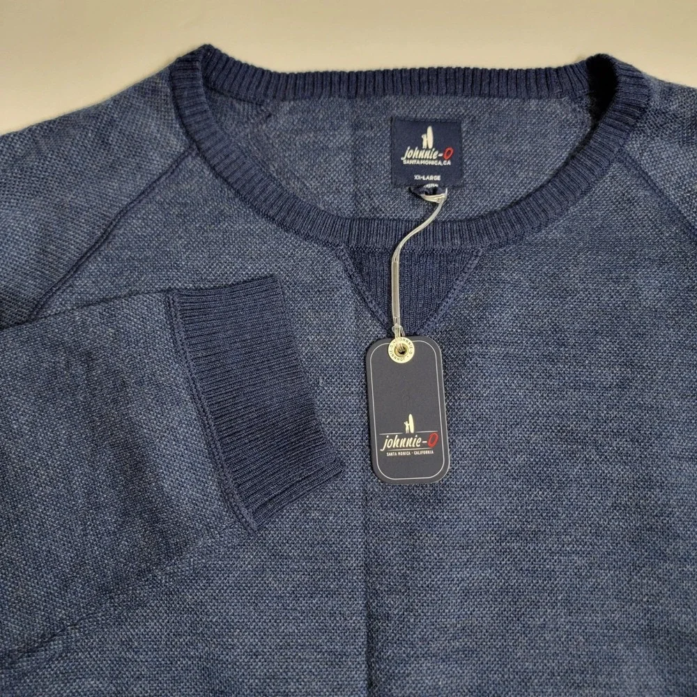 Johnnie-O Boggs Navy Extrafine Merino‎ Wool Crewneck Sweater Mens XXL JMSW1840